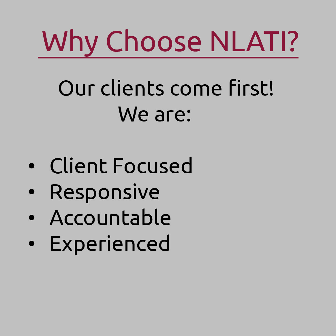 why choose nlati